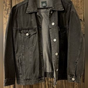 Black Oversized Jean Jacket - Medium